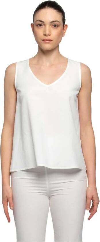 Kocca Mouwloze Viscose Linnen Top Beige Dames