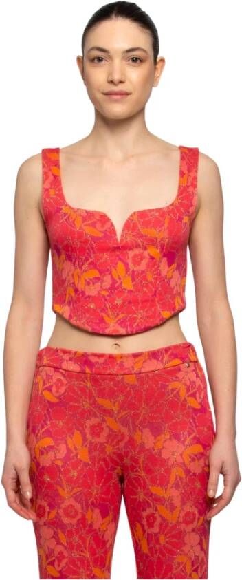 Kocca Oriëntaals Bloemen Sweetheart Top Rood Dames