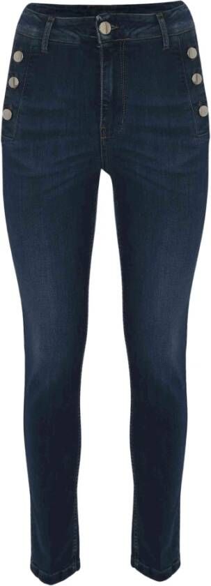 Kocca Skinny jeans met decoratieve knopen Blauw Dames