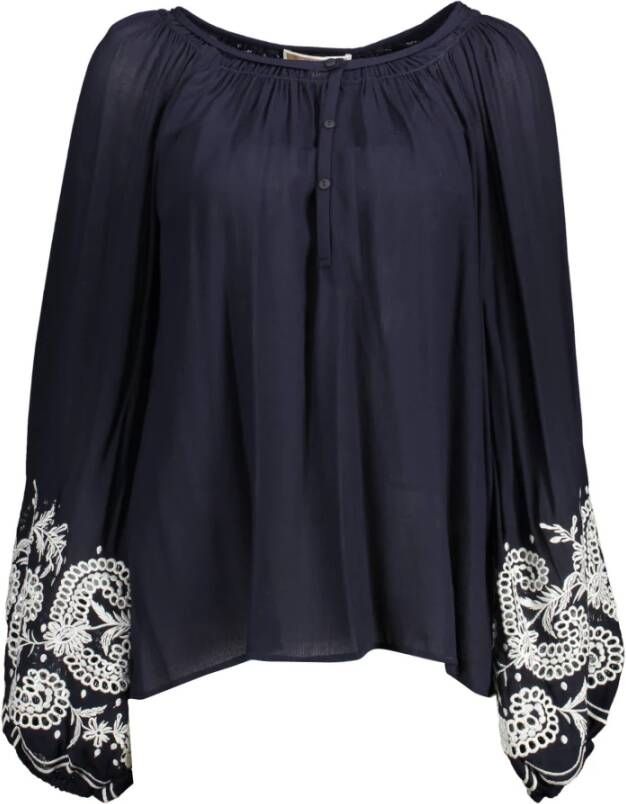 Kocca Blauwe Geborduurde Blouse met Lange Mouwen Blue Dames