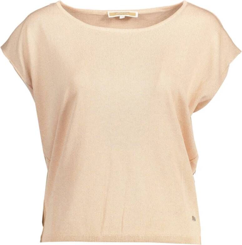 Kocca Stijlvolle Mouwloze T-Shirt met Boothals Beige Dames