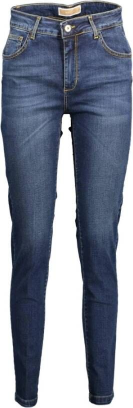 Kocca Blauwe Katoenen Jeans & Broek 5-Pocket Knoop en Rits Logo Blue Dames