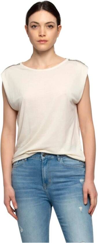 Kocca T-shirt met schouderdecoratie White Dames
