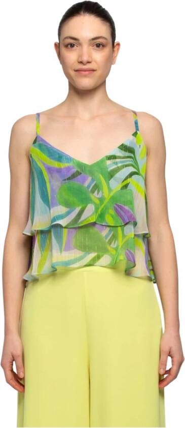 Kocca Top met waterverfprint en gerimpelde zoom Meerkleurig Dames