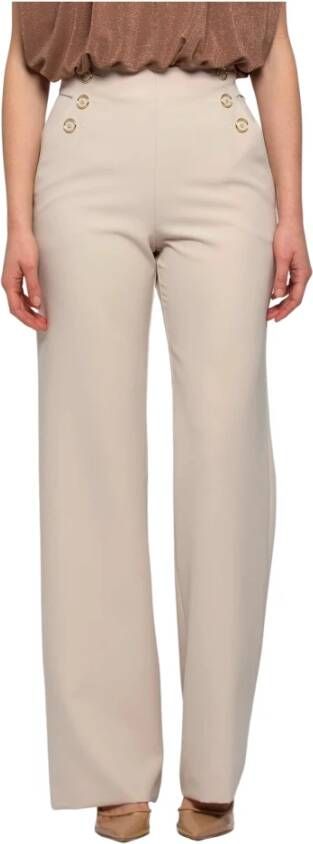 Kocca Trendy broek met decoratieve knopen aan de zijkanten Beige Dames