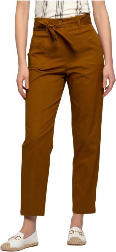 Kocca Trendy katoenen broek met riem Bruin Dames