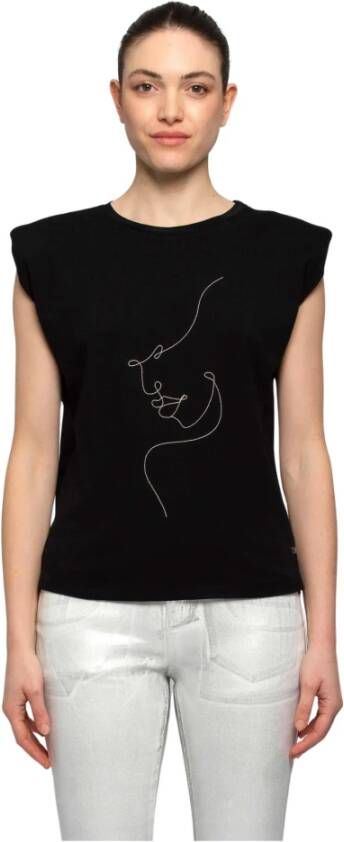 Kocca Veelzijdig T-shirt met Korte Mouwen en Flapmouwen Zwart Dames
