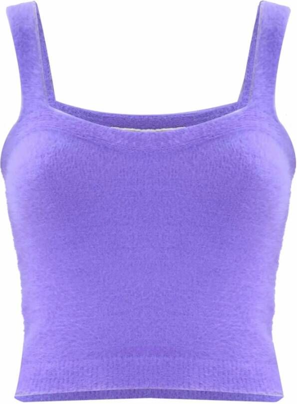 Kocca Vierkante Hals Gebreide Top Purple Dames