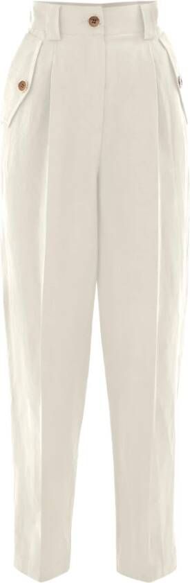 Kocca Viscose en Linnen Paper Bag Broek Beige Dames