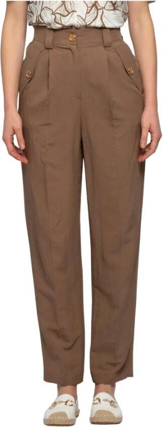 Kocca Viscose en Linnen Paper Bag Broek Bruin Dames