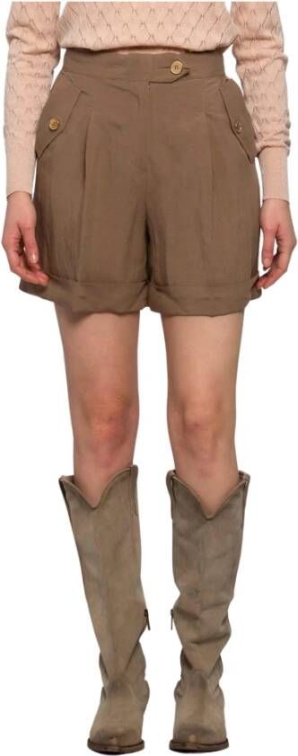 Kocca Viscose en linnen shorts Bruin Dames