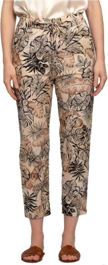 Kocca Zomer Foliage Capri Broek Beige Dames