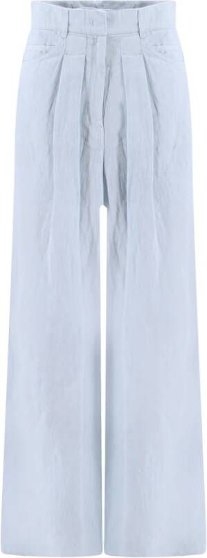 Krizia Leather Trousers Blauw Dames