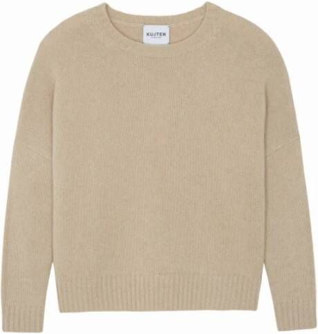 Kujten Organische Kasjmier Trui Ronde Hals Oversize Dames Beige Dames