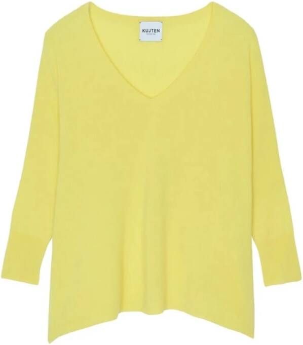 Kujten V-neck Knitwear Yellow Dames