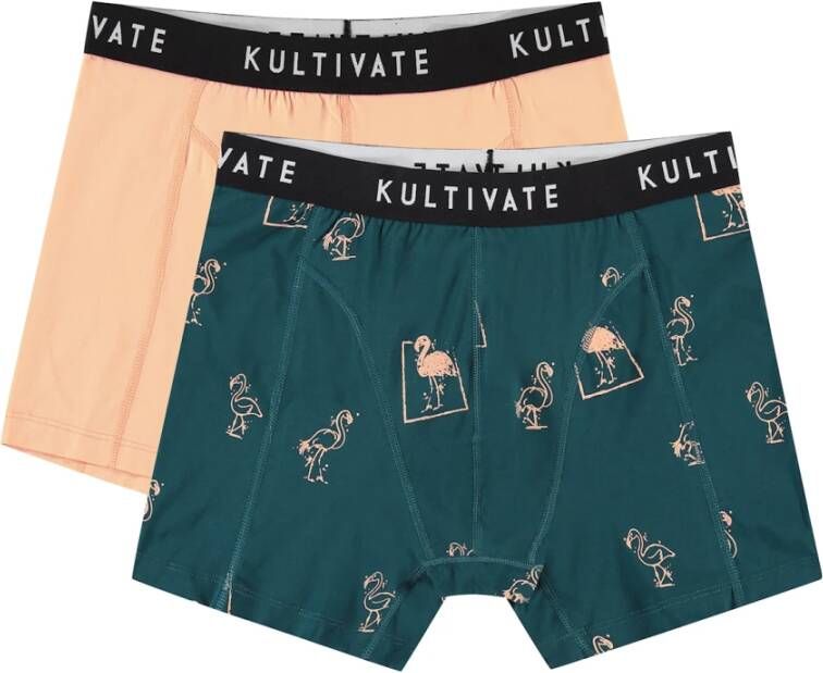 Kultivate Boxershort- U Flamingo 2-Pack Groen Heren