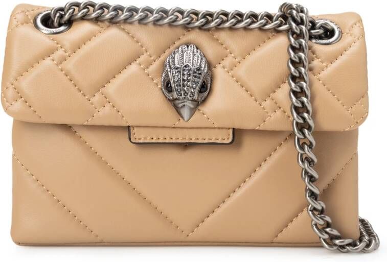 Kurt Geiger Bruine Mini Leren Schoudertas met Afwisselende Voorsteken Bruin Dames