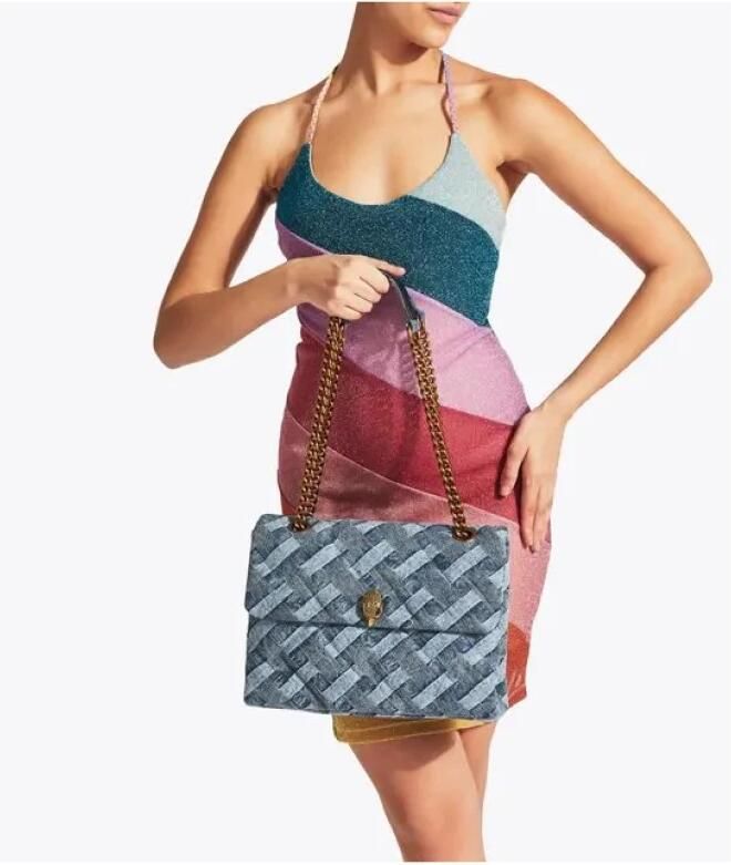 Kurt Geiger denim crossbody tas Kensington Large blauw - Foto 12