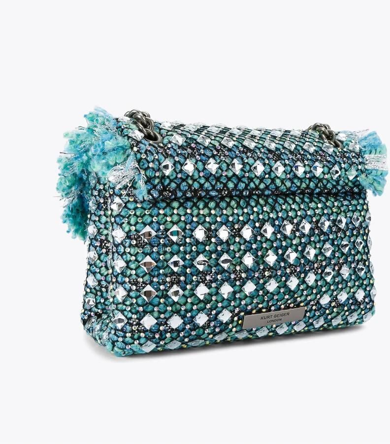 Kurt Geiger Heldere Blauwe Tweed Kensington Crossbody Tas Blue Dames - Foto 4