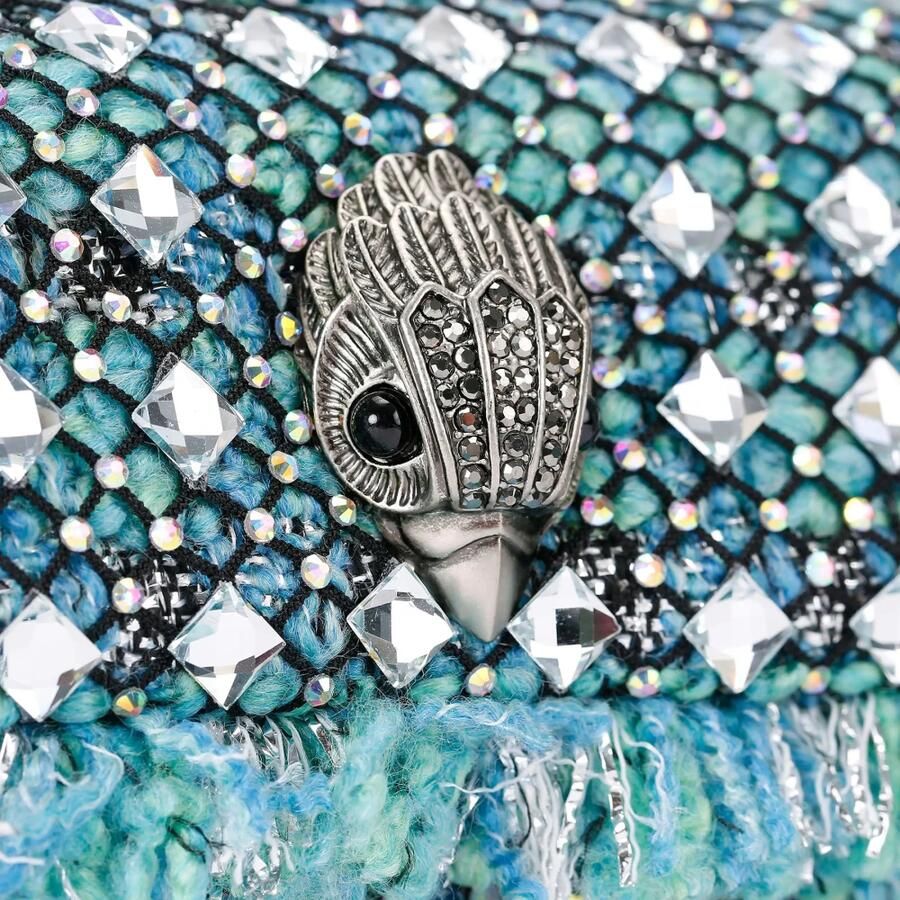 Kurt Geiger Heldere Blauwe Tweed Kensington Crossbody Tas Blue Dames