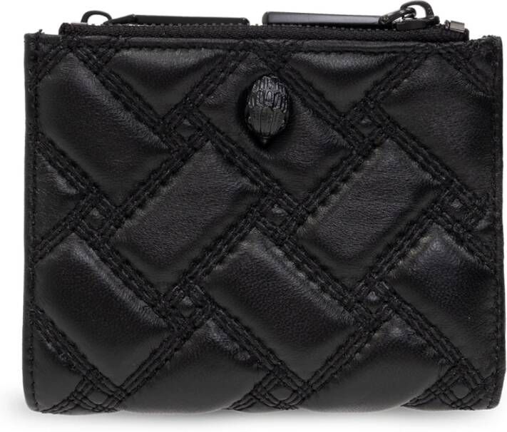 Kurt Geiger Zwarte Gewatteerde Mini Portemonnee met Metalen Adelaar Black Dames