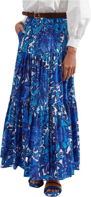 La DoubleJ Big Skirt Gedrukte Gelaagde Rok Blue Multicolor Dames
