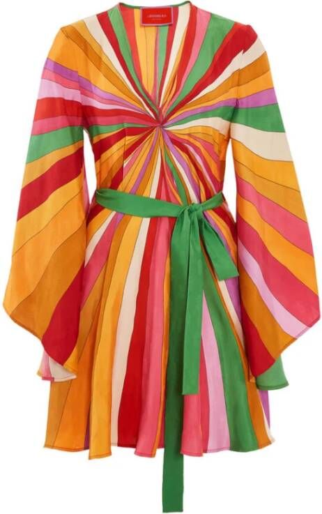 La DoubleJ Dresses Zijden Twill Mini Magnifico Jurk Multicolor Beige Dames