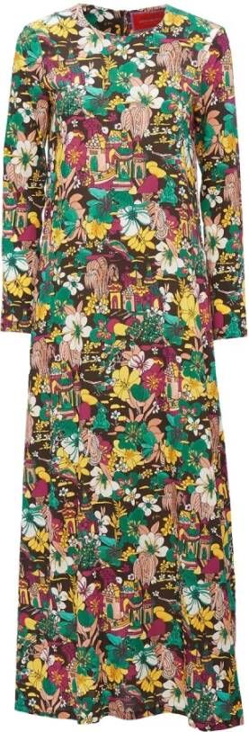 La DoubleJ Long Sleeve Swing Dress Groen Dames