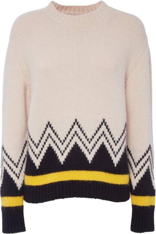 La DoubleJ Retro Colorblock Alpaca Sweater Wit Dames