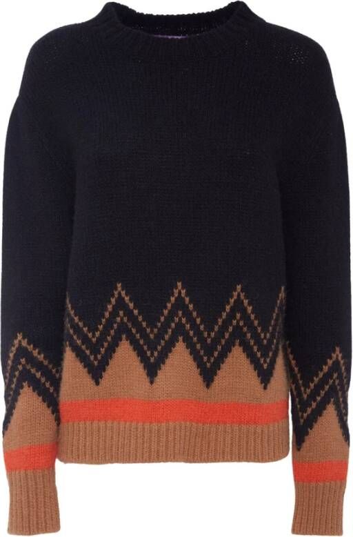 La DoubleJ Retro Colorblock Sweater Zwart Dames