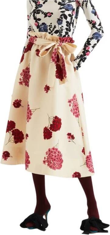 La DoubleJ Sardegna Rok Sculpturale Midi met Paperbag Taille Wit Dames