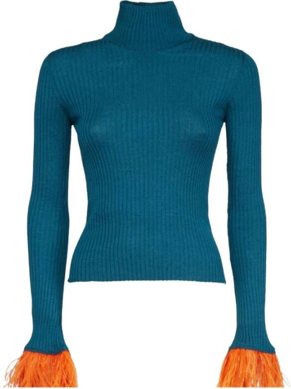 La DoubleJ Zijde-Kasjmier High Kick Top Blauw Dames