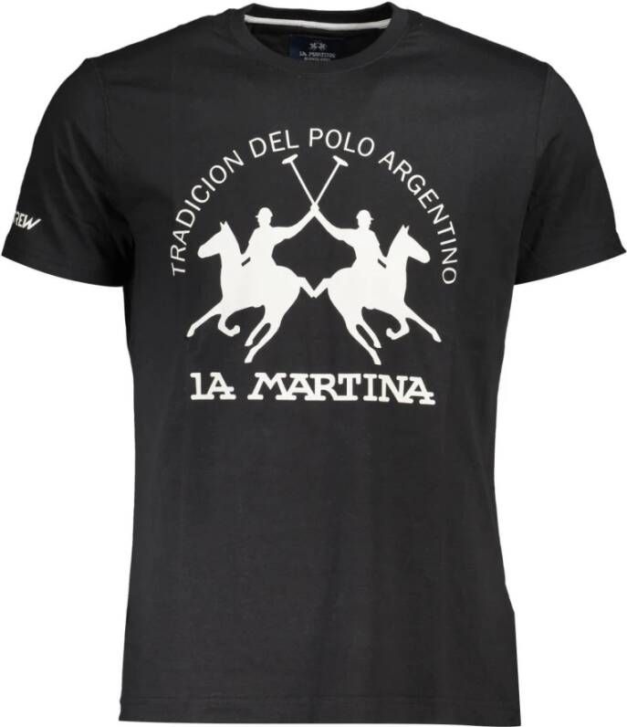 LA MARTINA Zwart Katoenen T-Shirt Korte Mouwen Regular Fit Black Heren