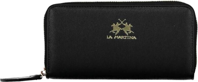 LA MARTINA Zwarte polyurethaan portemonnee met 4 vakken en muntvak Zwart Dames