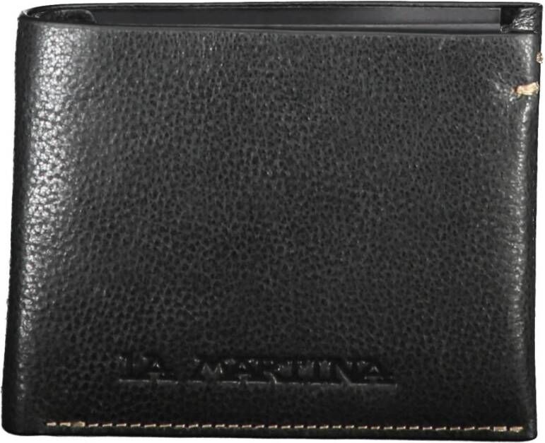 LA MARTINA Elegante Zwarte Leren Portemonnee voor Moderne Man Black Heren