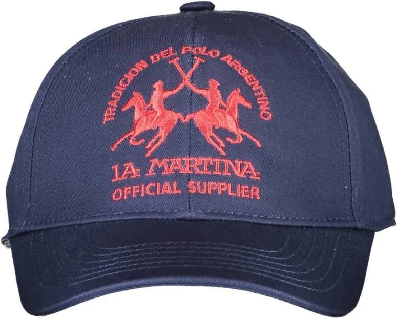 LA MARTINA Elegante Geborduurde Katoenen Zonnehoed Blue Heren