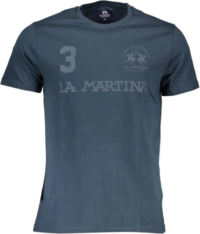 LA MARTINA Blue Cotton T-Shirt Zwart Heren