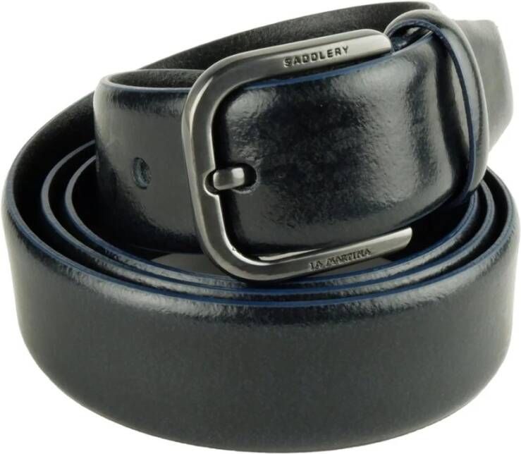 LA MARTINA Blauwe Leren Riem voor Heren Blue Heren