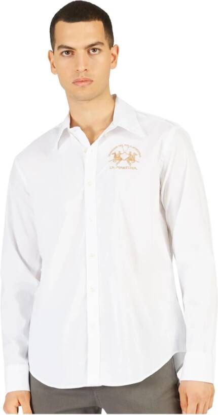 LA MARTINA Geborduurd Logo Overhemd Wit White Heren