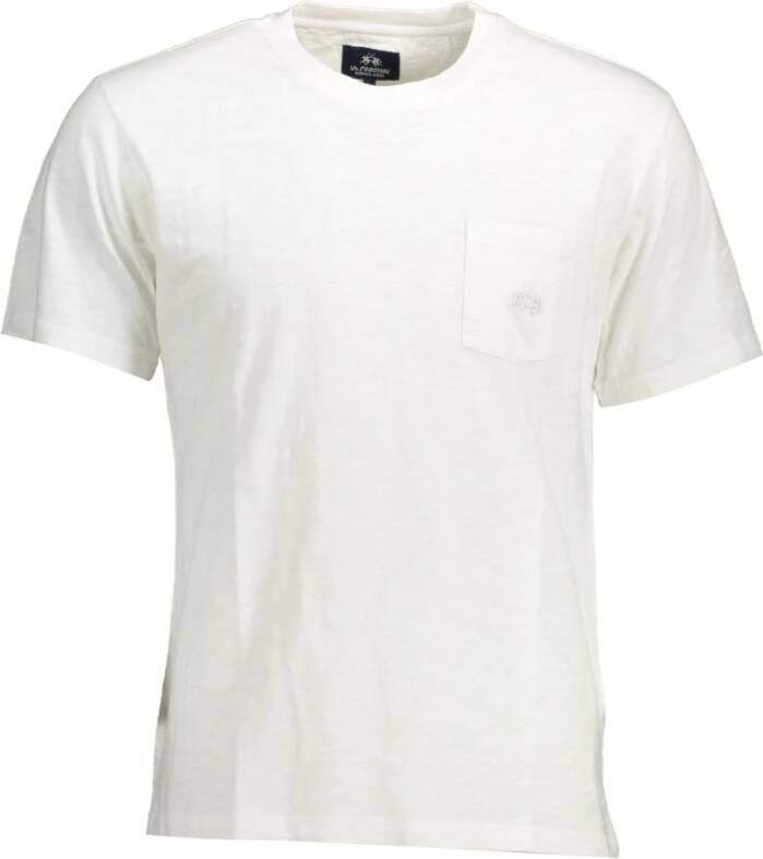 LA MARTINA Geborduurd wit katoenen T-shirt White Heren