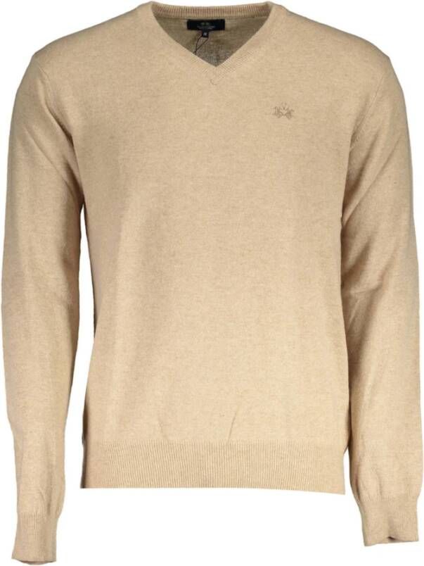 LA MARTINA Geborduurd wollen overhemd Lange mouwen Heren Beige Heren