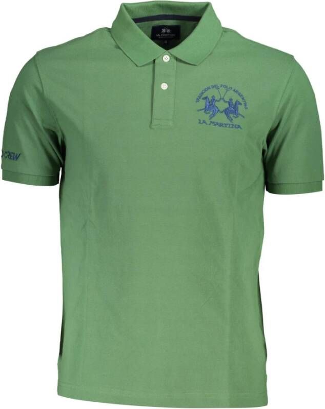 LA MARTINA Groen Katoenen Polo Shirt Korte Mouwen Logo Borduursel Green Heren