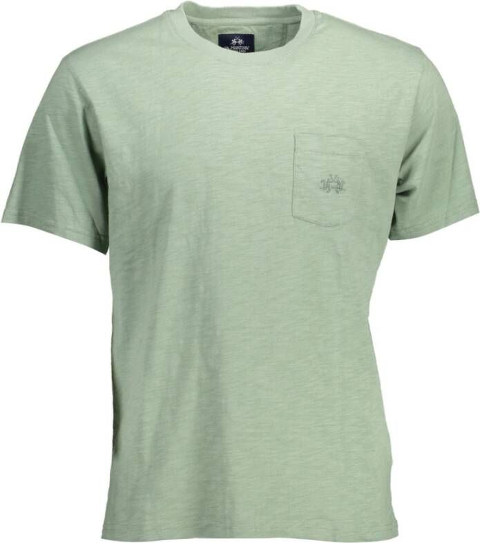 LA MARTINA Groen Katoenen T-Shirt met Borduursel Groen Heren