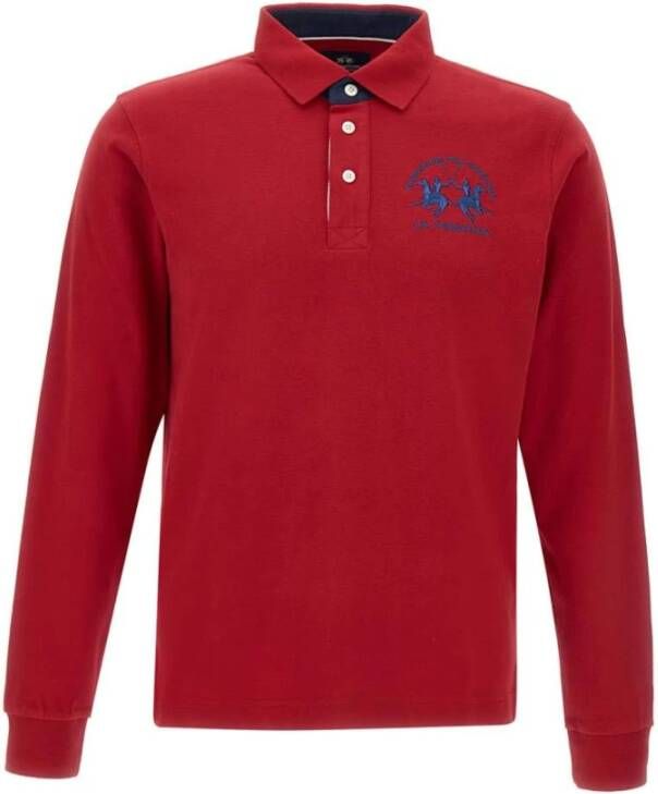 LA MARTINA Heren Katoenen Polo Shirt in Kersenkleur Rood Heren