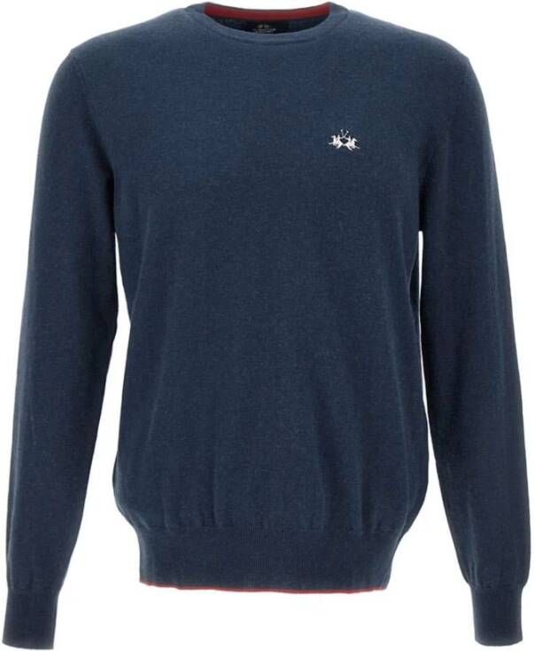 LA MARTINA Heren Navy Blauwe Trui met Logo Blauw Heren