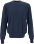 LA MARTINA Geborduurd Logo Crew Neck Sweater Blue Heren - Thumbnail 1