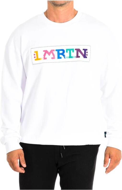 LA MARTINA Heren witte sweatshirt met geborduurd logo White Heren