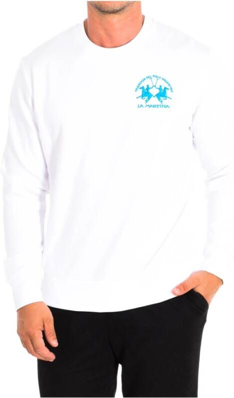 LA MARTINA Witte Heren Sweatshirt met Geborduurd Logo White Heren