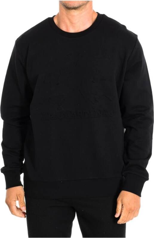 LA MARTINA Navy Sweatshirt met Ronde Hals en Logo Black Heren