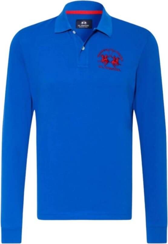 LA MARTINA Blauw Katoenen Poloshirt Lange Mouwen Regular Fit Blue Heren